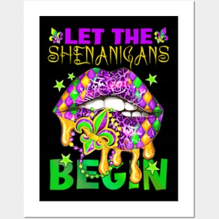 Let The Shenanigans Begin Mardi Gras Lips Kids Men Women Posters and Art